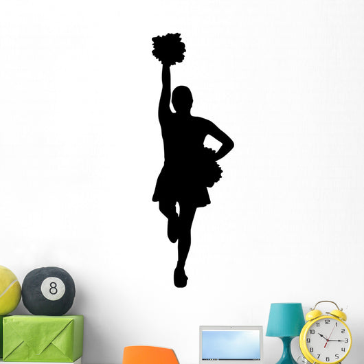 Black Poms Cheerleader Wall Decal