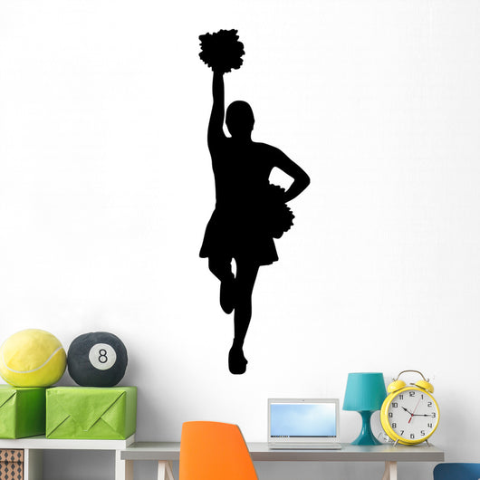 Black Poms Cheerleader Wall Decal