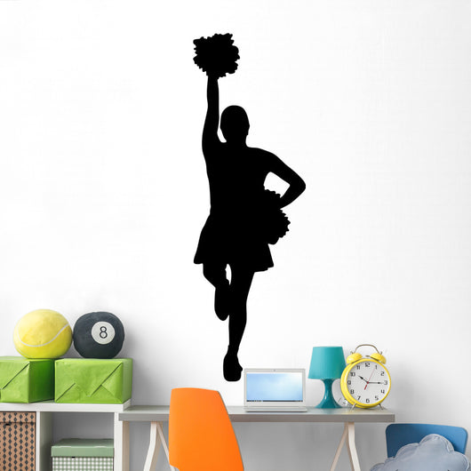 Black Poms Cheerleader Wall Decal