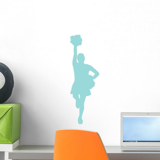 Blue Poms Cheerleader Wall Decal