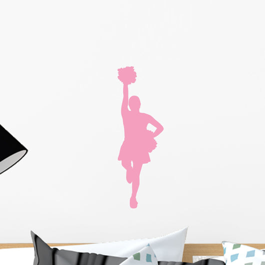 Pink Poms Cheerleader Wall Decal