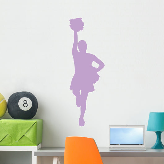 Purple Poms Cheerleader Wall Decal