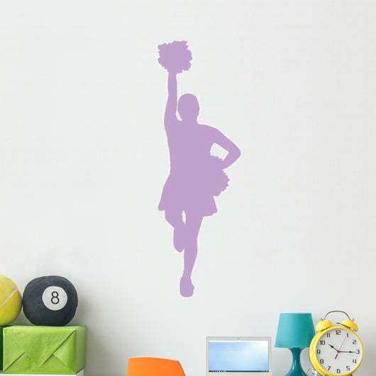 Purple Poms Cheerleader Wall Decal