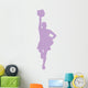 Purple Poms Cheerleader Wall Decal
