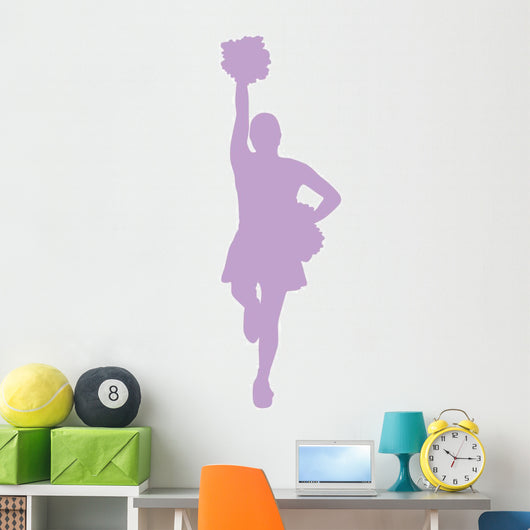 Purple Poms Cheerleader Wall Decal