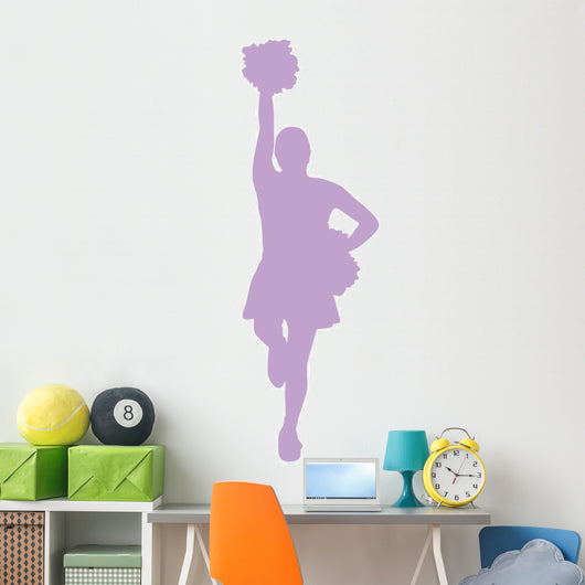 Purple Poms Cheerleader Wall Decal