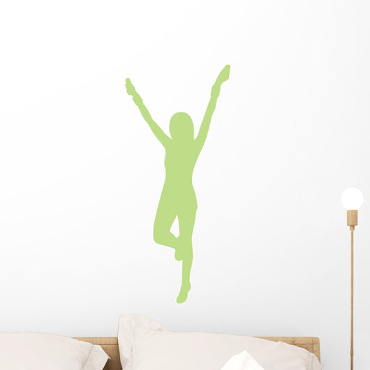 Cheer Silhouette Lime Green Wall Decal