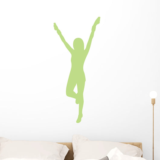 Cheer Silhouette Lime Green Wall Decal