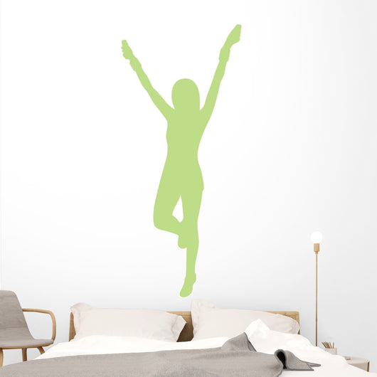 Cheer Silhouette Lime Green Wall Decal
