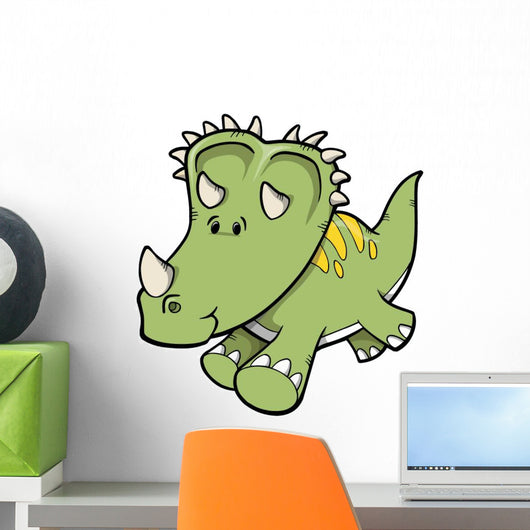 Green Triceratops Baby Dinosaur Wall Decal