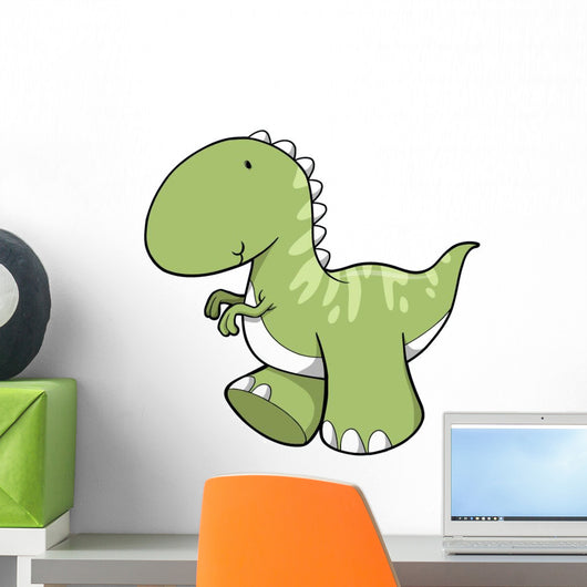 Green Marching Baby T-rex Wall Decal