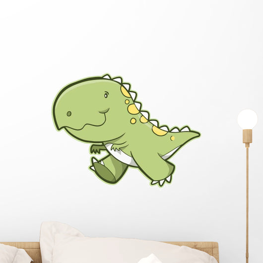 Cute Green Dinosaur Wall Decal