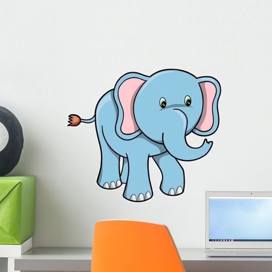 Little Blue Baby Elephant Wall Decal