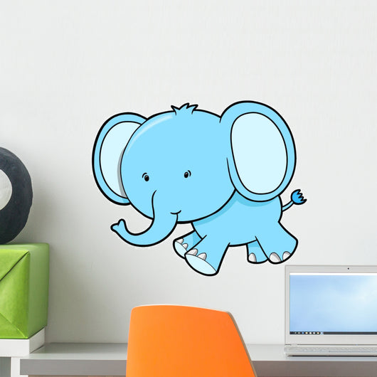 Cute Little Blue Elephant Wall Decal