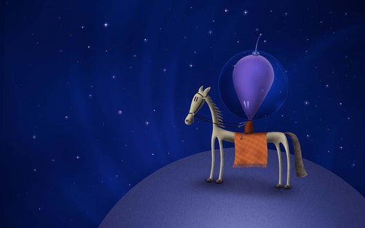 Illustration Martian Riding Horse Wall Decal