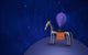 Illustration Martian Riding Horse Wall Decal