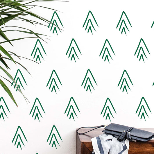 Holiday Green Chevron Sketch Wallpaper Sticker Set