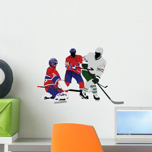 Three Players Hockey Silhouette Wall Decal