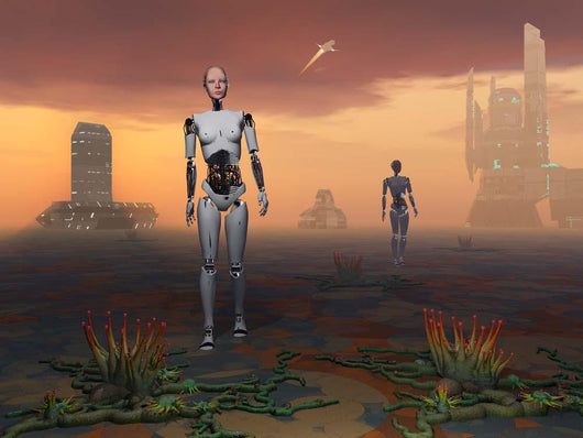 Androids Explore Alien Planet Wall Decal