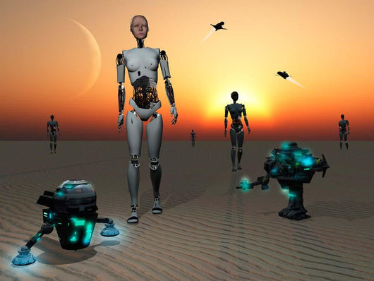 Androids and Robots Explore Wall Decal