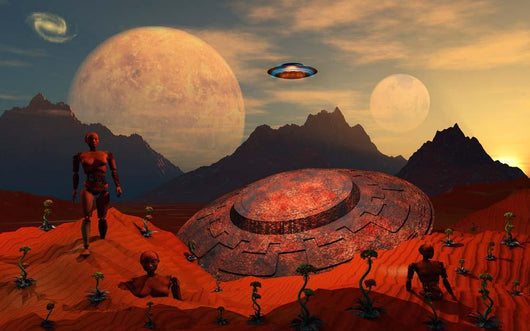 Alien Flying Saucer Comes Wall Decal