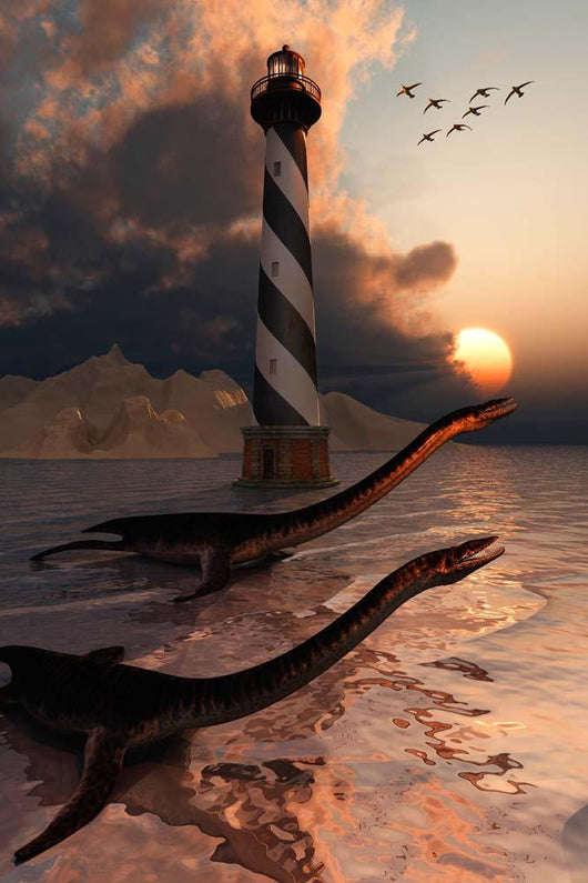 Group Plesiosaurs Resting Sandbank Wall Decal
