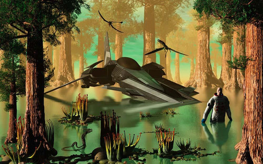 Astronaut Wades through Swamp-like Wall Decal