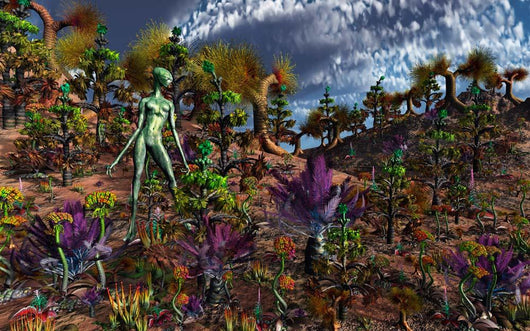 Alien Being Surveys Colorful Wall Decal