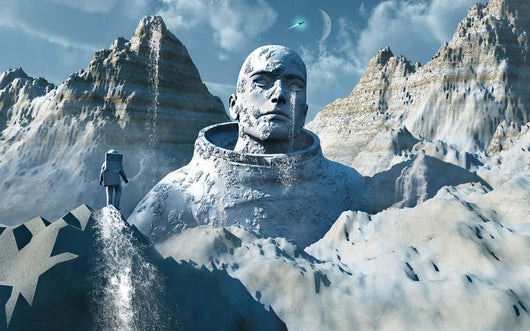 Lone Astronaut Stares Statue Wall Decal