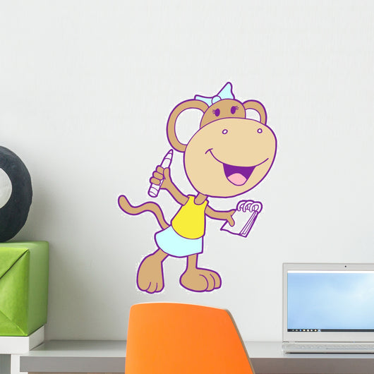 Journalist Monkey Girl Wall Decal