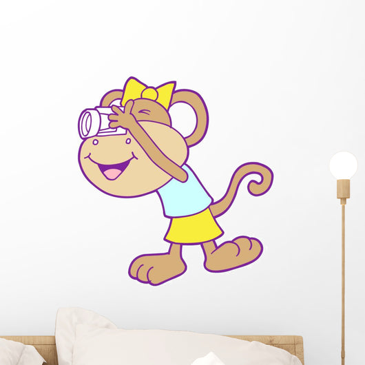Snapping Photos Girly Monkey Wall Decal