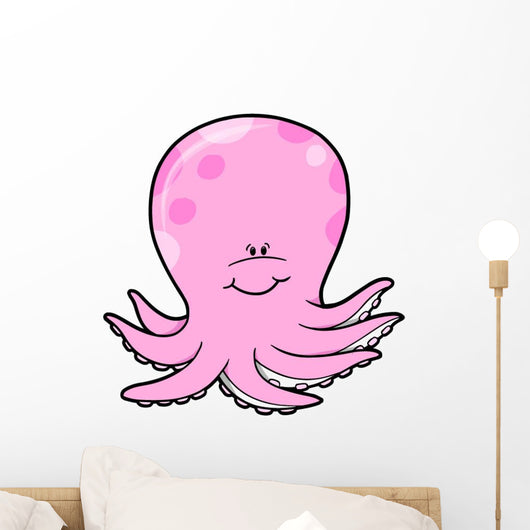 Cute Pink Little Octopus Wall Decal