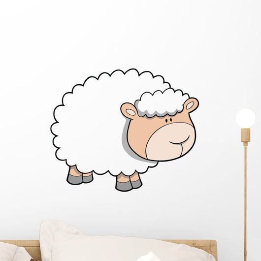 Fluffy White Baby Sheep Wall Decal