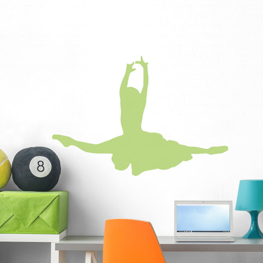 Green Jumping Ballet Dancer Wall Decal