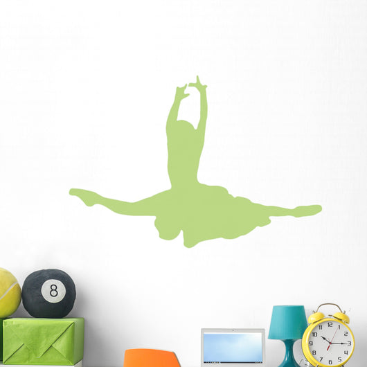 Green Jumping Ballet Dancer Wall Decal