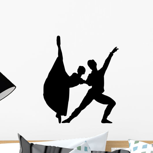 Black Coupled Dancing Ballerinas Wall Decal