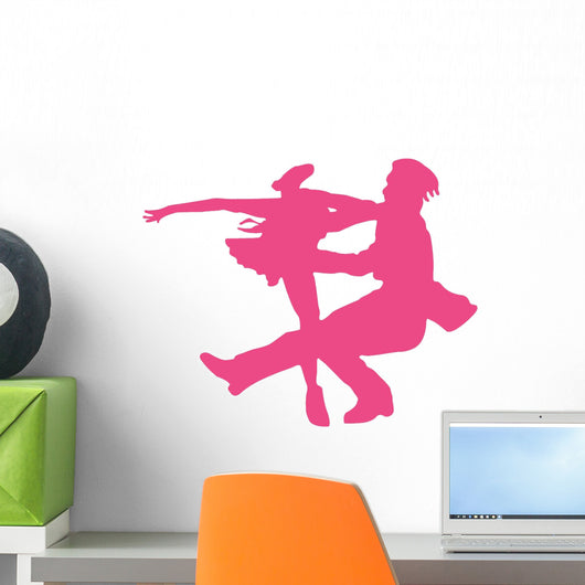 Ballet Silhouette Couples Pink Wall Decal