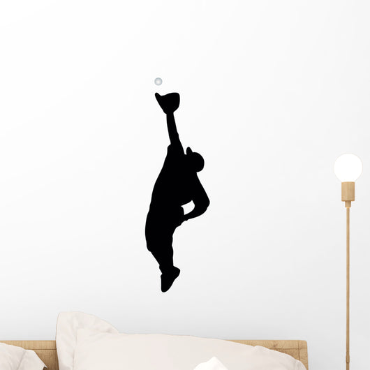 Fielder Catching Baseball Silhouette Wall Decal