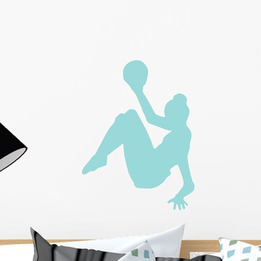 Gymnastics Silhouette Ball Blue Wall Decal