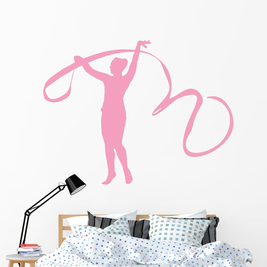Gymnastics Ribbon Dance Pink Wall Decal