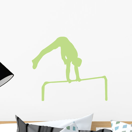 Gymnastics Silhouette Flip Green Wall Decal