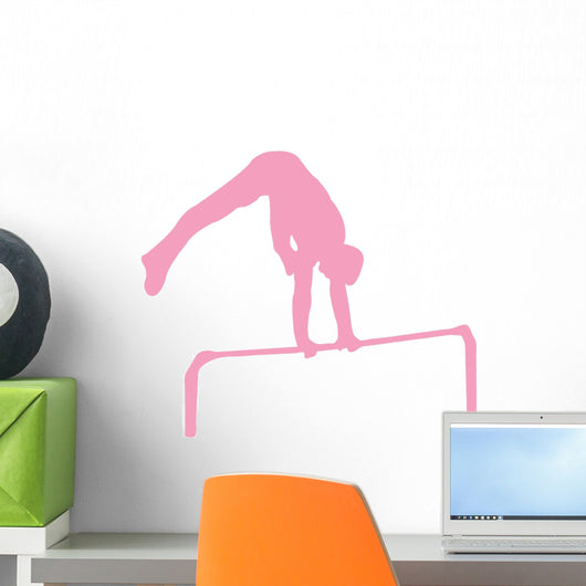 Gymnastics Silhouette Flip Pink Wall Decal