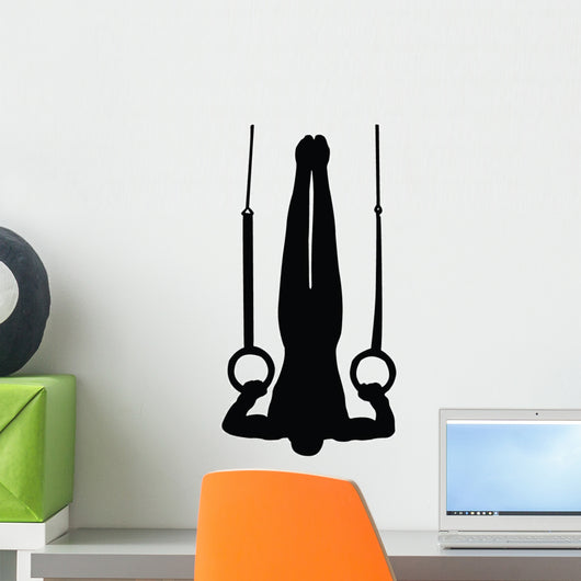 Gymnastics Silhouette Olympic Rings Wall Decal