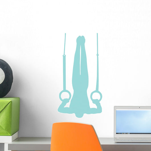 Gymnastics Silhouette Olympic Blue Wall Decal