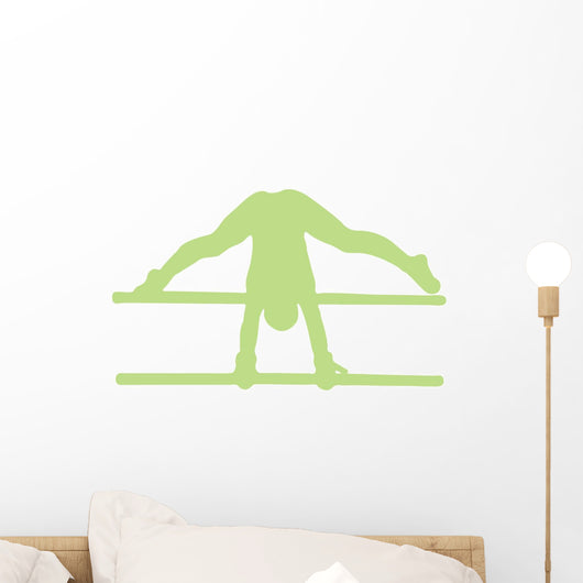 Gymnastics Silhouette Parallel Green Wall Decal