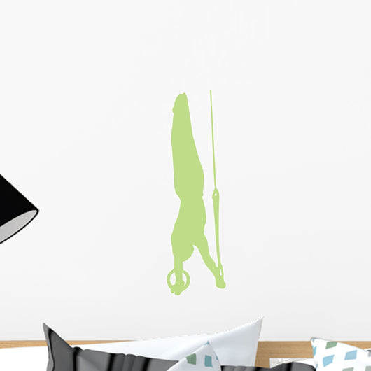 Gymnastics Silhouette Olympic Rings - Lime Green Wall Decal