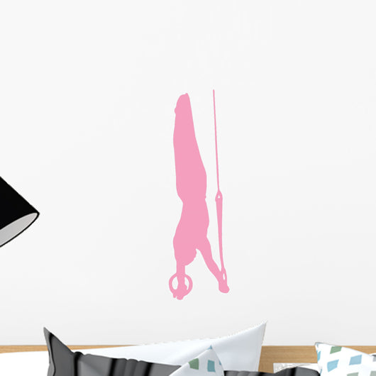 Gymnastics Silhouette Olympic Rings - Pink Wall Decal