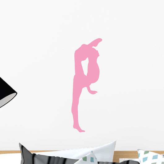 Gymnastics Silhouette Leg Stretch - Pink Wall Decal