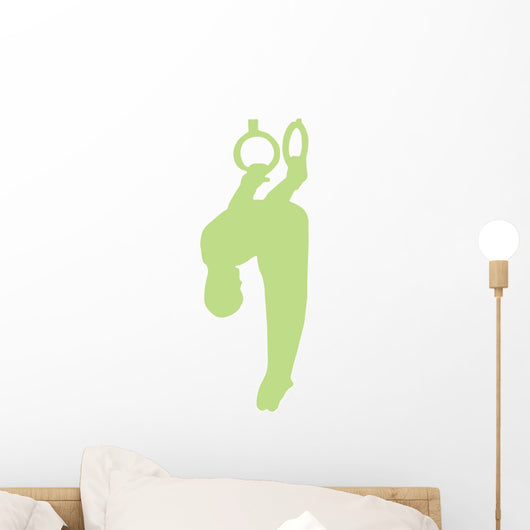 Gymnastics Silhouette Olympic Rings - Lime Green Wall Decal