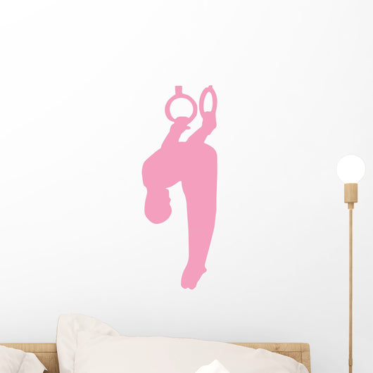 Gymnastics Silhouette Olympic Rings - Pink Wall Decal